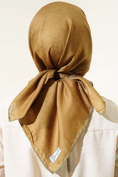 Vintage Motifli Eşarp Yağ Yeşili - Resim 3