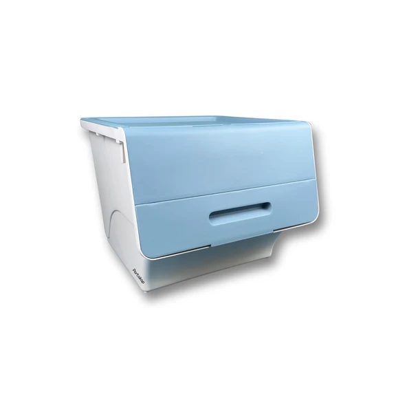 Plastik Katlanır Çocuk Odası Modüler Tek Kapaklı Saklama Kutusu - Mavi