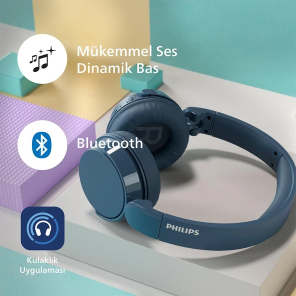 Philips TAH4209BL Kablosuz Bluetooth Kulak Üstü Kulaklık Mavi - Resim 6