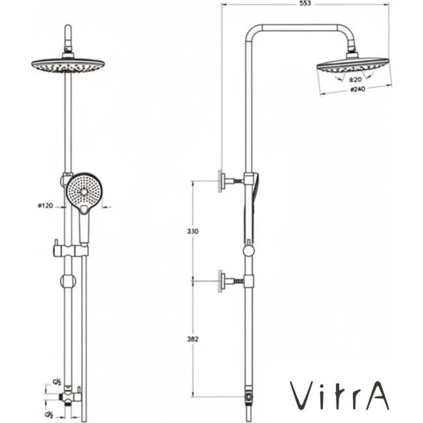 VitrA Bliss Round Duş Kolonu, Altın - 2