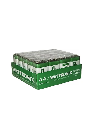 Powermaster WATTSONIX ÇİNKO KARBON 6F22 9 VOLT PİL (20Lİ PAKET)