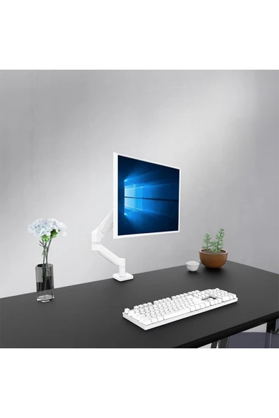 Powermaster PM-252 13-32'' Amortisörlü Stand Tek Kol LCD-LED Gaming Monitör Tutucu Beyaz Stand Askı - 5