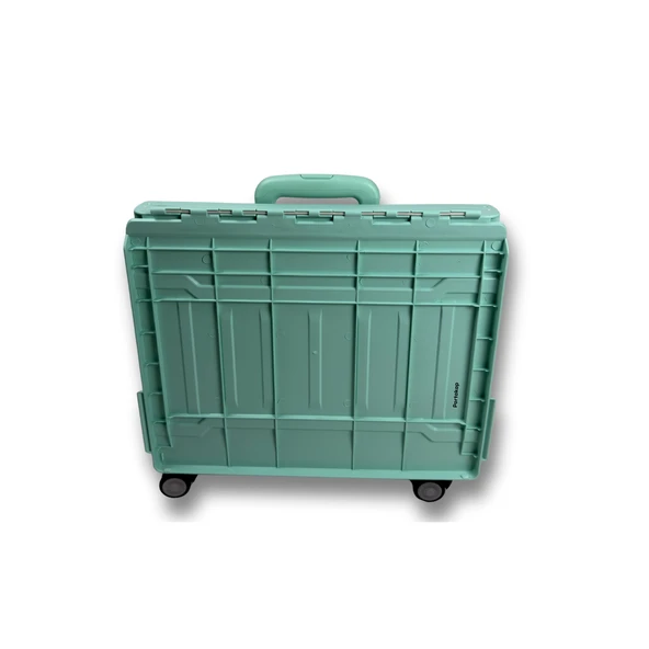 4 Tekerlekli Yeşil 56L Büyük Boy Sabit Alüminyum Tutacaklı Alışveriş Arabası - 2