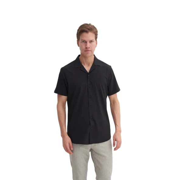 Erkek Regular Fit Kısa Kol Gömlek - Resim 3