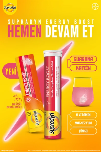 Supradyn Energy Boost 15 Efervesan Tablet l Kafein, Guarana, Multivitamin ve Mineral - Resim 2