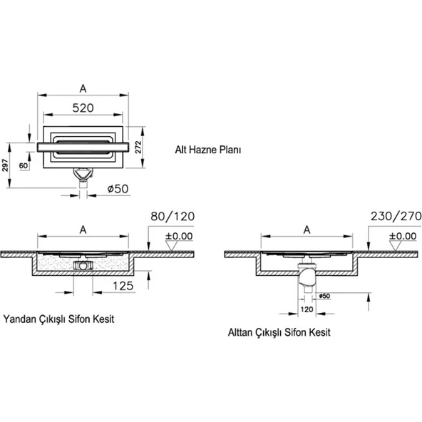 Artema Vitra 59980476000 Eco-Flow V-Flow DK100 40 cm Duş Kanalı - Mat Krom Yandan - 2