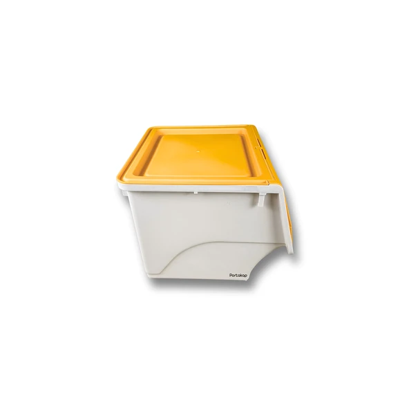 Plastik Katlanır Çocuk Odası Modüler Tek Kapaklı Saklama Kutusu - Sarı - 2