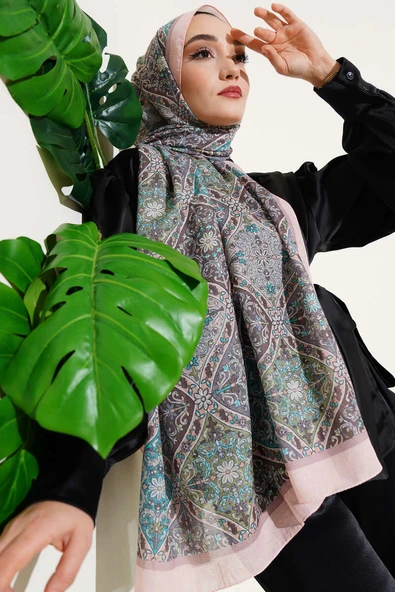 Sarmal Çiçek Desen Şal Somon - Resim 2