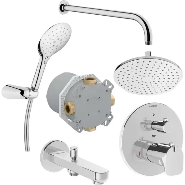 Artema A49279 Root Round Ankastre Termostatik Duş Seti Shine S