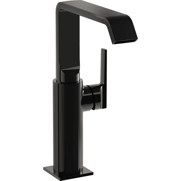 VitrA Suit A4276539 Çanak Lavabo Bataryası, Yandan Kumandalı, Parlak Siyah