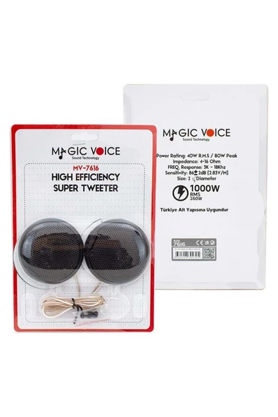 MagicVoice 80 Watt Maks / 40 Watt Rms Güç Slim Kasa Oto Tweeter MV-7616 - 3