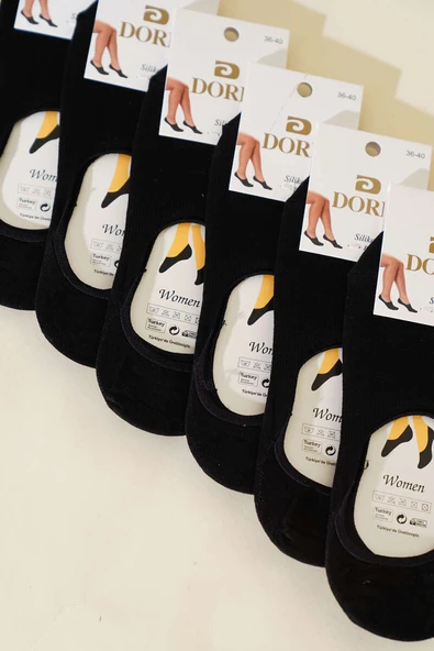 Bayan 6lı Silikon Topuklu Babet Çorap Siyah - Resim 2