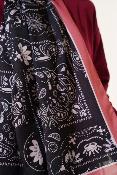 Retro Desen Kenar Şeritli Şal Yavru Ağzı - Resim 4