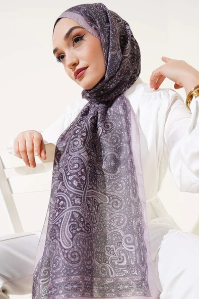 Sarmal Retro Motifli Şal Sütlü Kahve - Resim 2