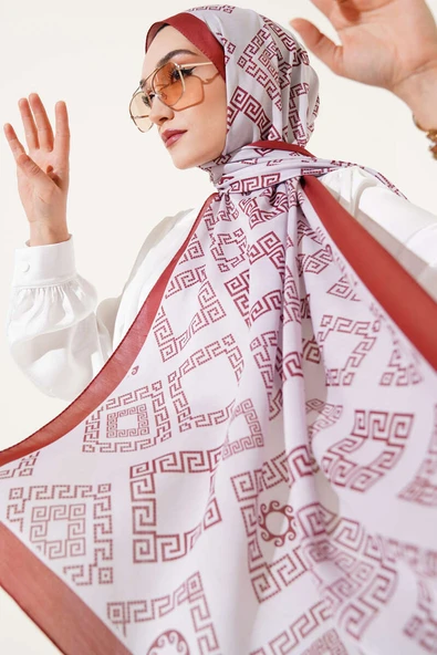 Labirent Desen Soft Şal Kiremit ürün görseli 1