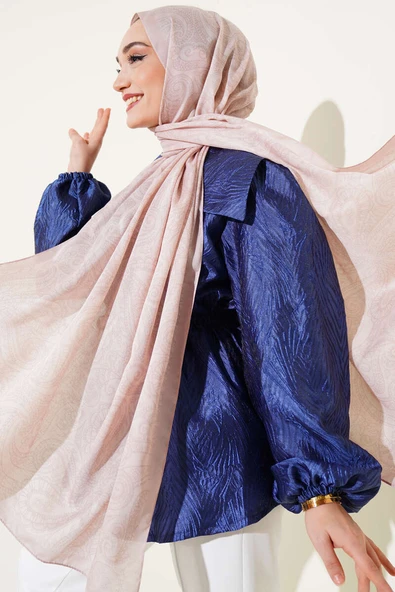 Vintage Desenli Soft Şal Pudra -12 ürün görseli 1