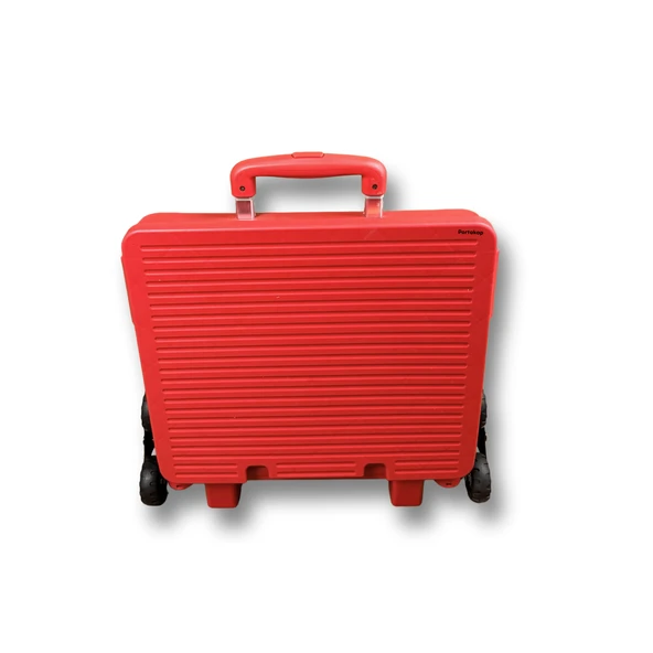 6 Tekerlekli, 55 Litre Kırmızı Katlanır Alışveriş Arabası - 2