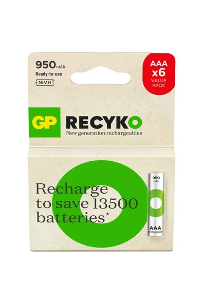 GP Batteries Gp Recyko 1000 Aaa Ni-mh Şarj Edilebilir Ince Kalem Pil 4 2'li Ambalaj