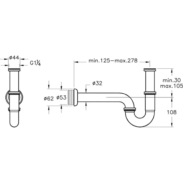 VitrA A45117 Lavabo / Eviye Sifonu, P Tipi, Krom - 2