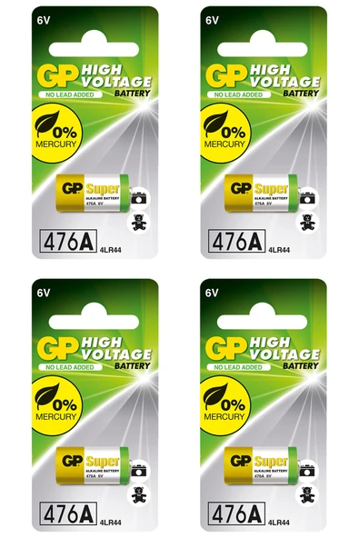 GP Batteries GP476A Süper Alkalin 476A/Px28A/A544/4LR44 Boy Pil, 6 Volt, Tekli Kart 4 Adet Pil ürün görseli