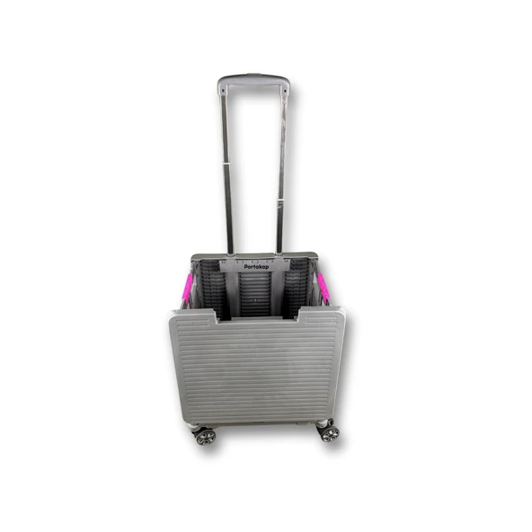 4 Tekerlekli, 55 Litre Gri Katlanır Alışveriş Arabası-GRİ