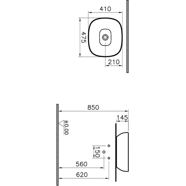 VitrA Outline 48 cm Mat Bej Kare Lavabo 5994B420-0016 - 2
