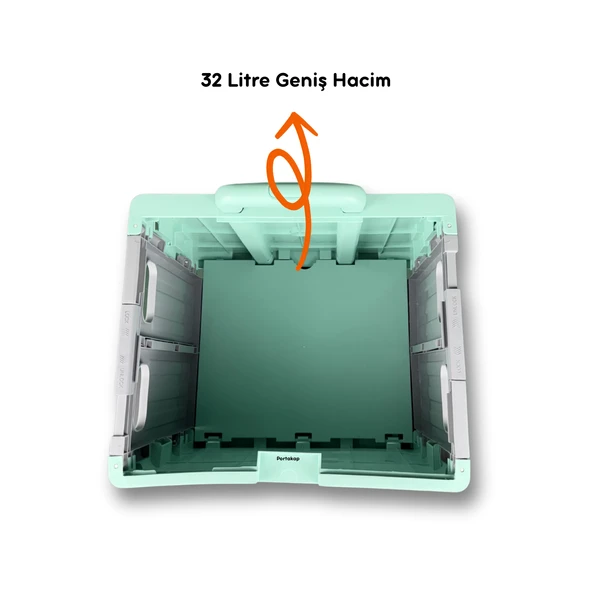 4 Tekerlekli, Yeşil, 32L Standart Boy, Sabit Tutacaklı Alışveriş Arabası - 4