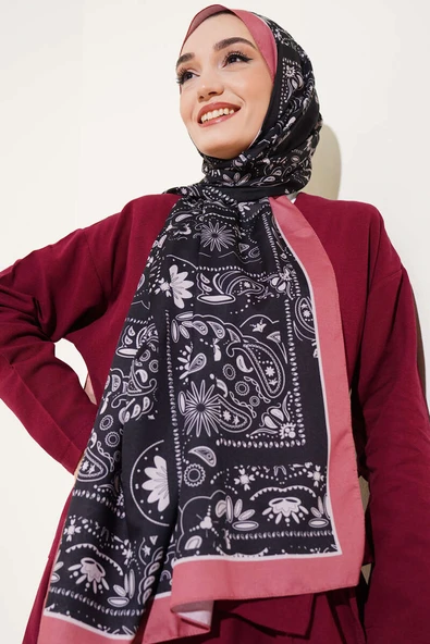 Retro Desen Kenar Şeritli Şal Yavru Ağzı - Resim 2