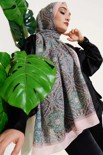 Sarmal Çiçek Desen Şal Somon ürün görseli 1