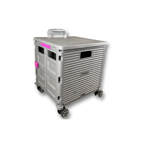 4 Tekerlekli, 55 Litre Gri Katlanır Alışveriş Arabası-GRİ - 2