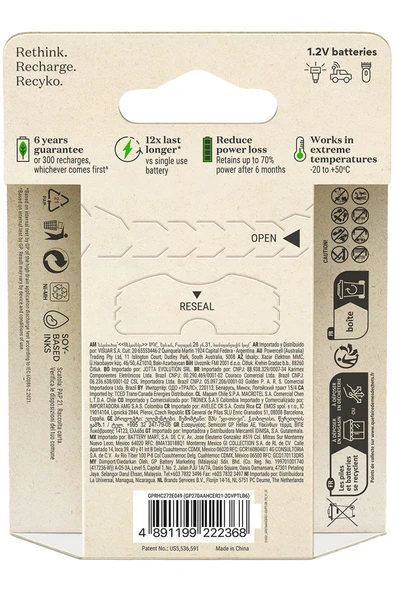 GP ReCyko 2700 AA Kalem Ni-Mh Şarjlı Pil, 1.2 Volt, 6'lı Kart - 2