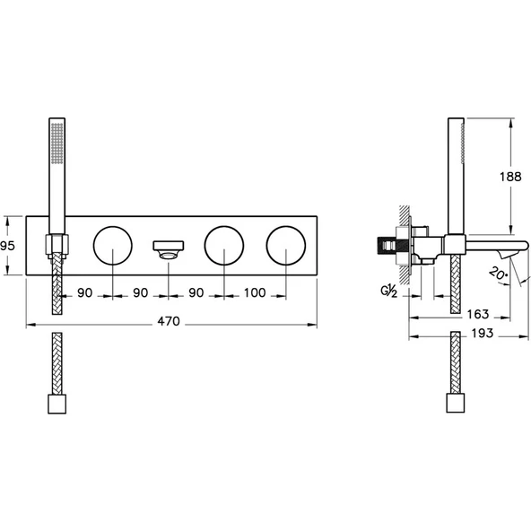 VitrA Memoria A4285357 Ankastre Banyo Bataryası, Sıva Üstü Grubu, Krom - 2