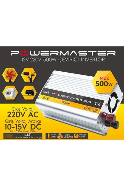 Powermaster Modifie Sinus Invertör 12v-220v Çevirici 500w - 3