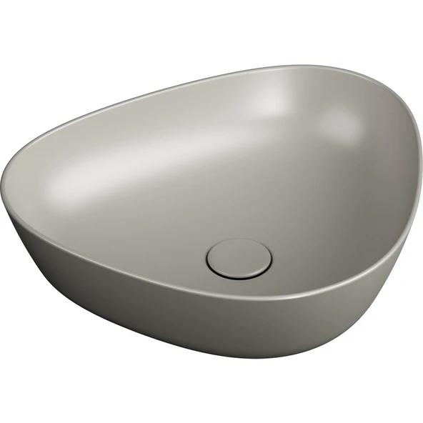 VitrA Plural 7812B420-0016 Üçgen Alçak Çanak Lavabo, VitrA Clean, 47 cm, Mat Bej