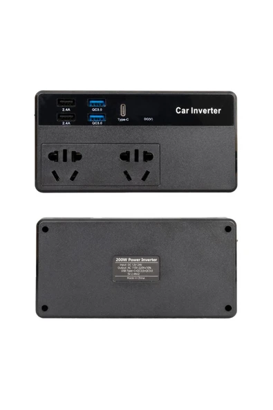 Powermaster Cz02 200watt 12-24v 220volt 4xusb Type-c Girişli Inverter - Resim 3