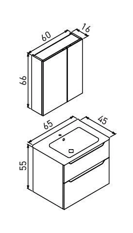 Orka Messina 65 cm Meşe Banyo Dolabı Alt Modül Lavabo - Resim 3