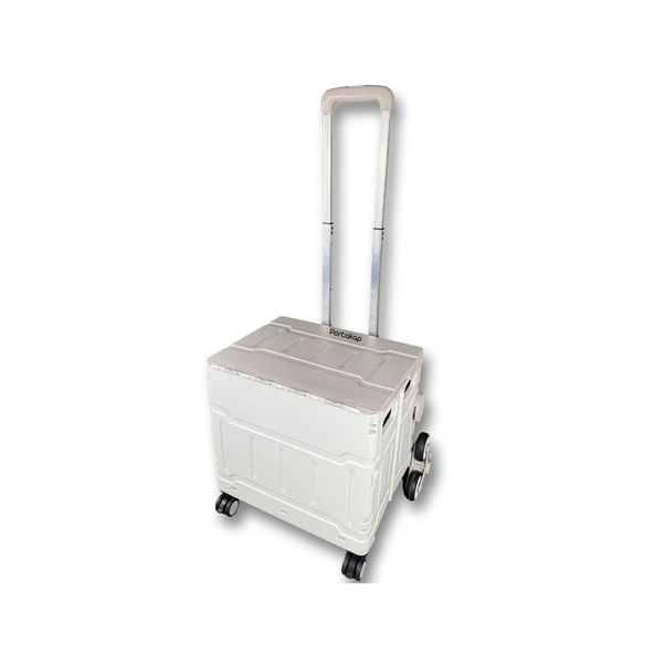 8 Tekerlekli Gri 56L Büyük Boy Sabit Demir Tutacaklı Alışveriş Arabası