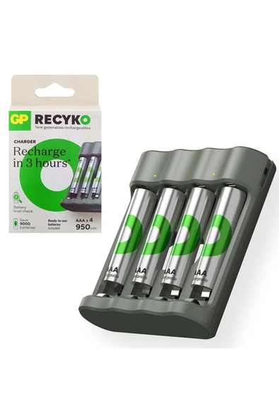 GP Recyko Pil Şarj Aleti 4lü Aaa 4xaa 950 Mah Pil Hediye ürün görseli