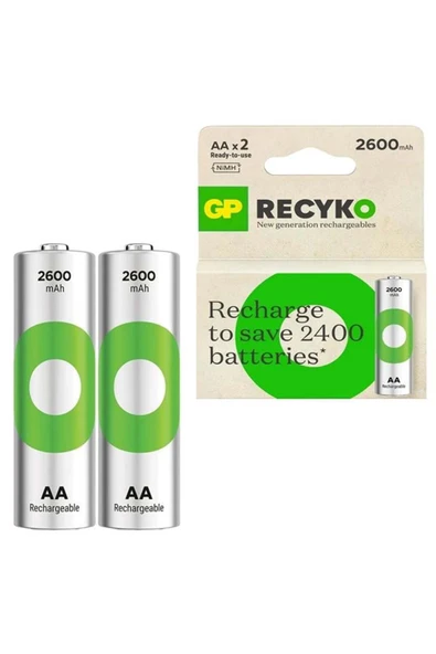GP Recyko 2600 Mah Şarjlı Ni-MH AA Kalem Pil 2Li Paket - 3