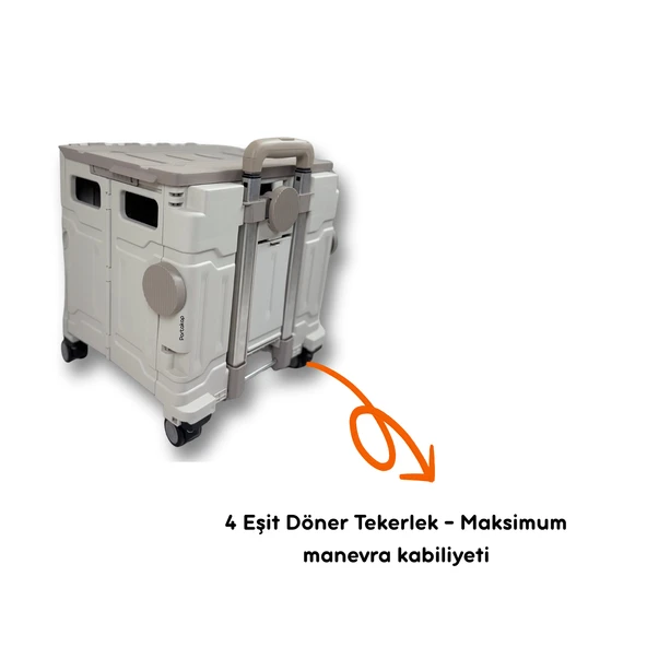 4 Tekerlekli Gri, 38L Orta Boy, Hareketli Alüminuyum Tutacaklı Alışveriş Arabası - 4