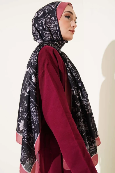 Retro Desen Kenar Şeritli Şal Yavru Ağzı - Resim 3