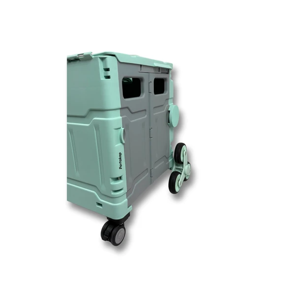 8 Tekerlekli Yeşil, 38L Orta Boy Hareketli Alüminyum Tutacaklı Alışveriş Arabası - 3