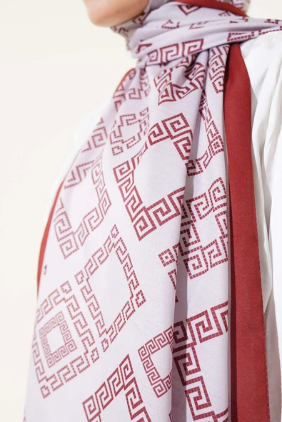 Labirent Desen Soft Şal Kiremit - Resim 4