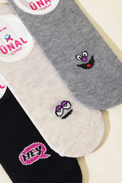 Karışık Desenli Bayan Babet Çorap Asorti 12 - Resim 2