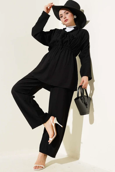 Bel Lastikli Tünelli İkili Takım Siyah ürün görseli 1