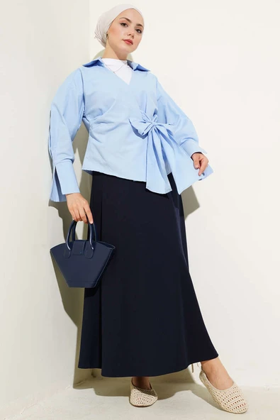 Yandan Bağlamalı Bluz Bebe Mavi - Resim 2