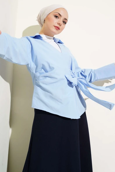 Yandan Bağlamalı Bluz Bebe Mavi ürün görseli