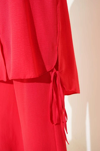 Yanları İp Detaylı İkili Takım Alizarin - Resim 4