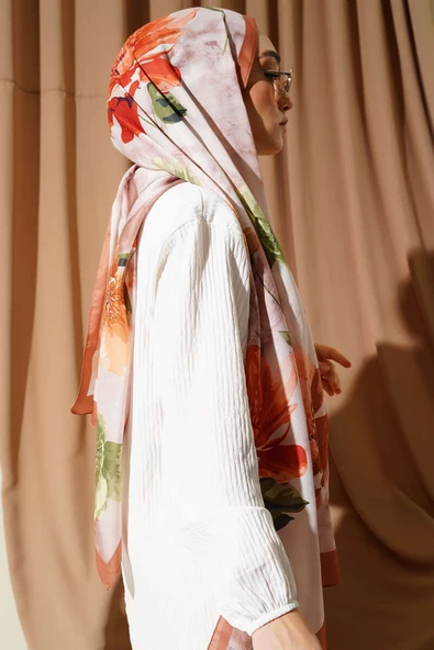 Retro Çiçek Desenli Şal Taba - Resim 3