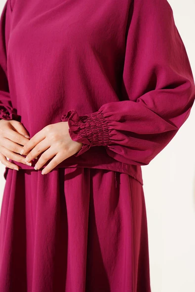 Bilek Gipeli Etekli İkili Takım Vişne - Resim 4